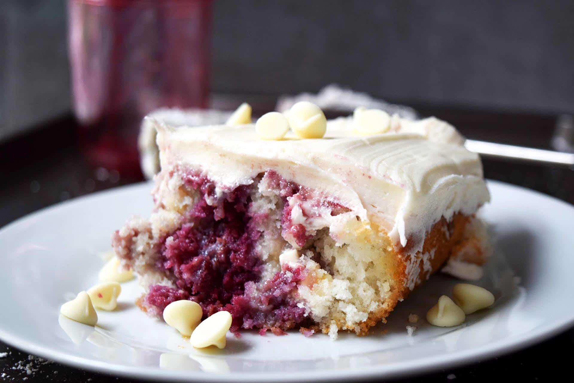 White Chocolate Raspberry Poke Cake Mirthmade